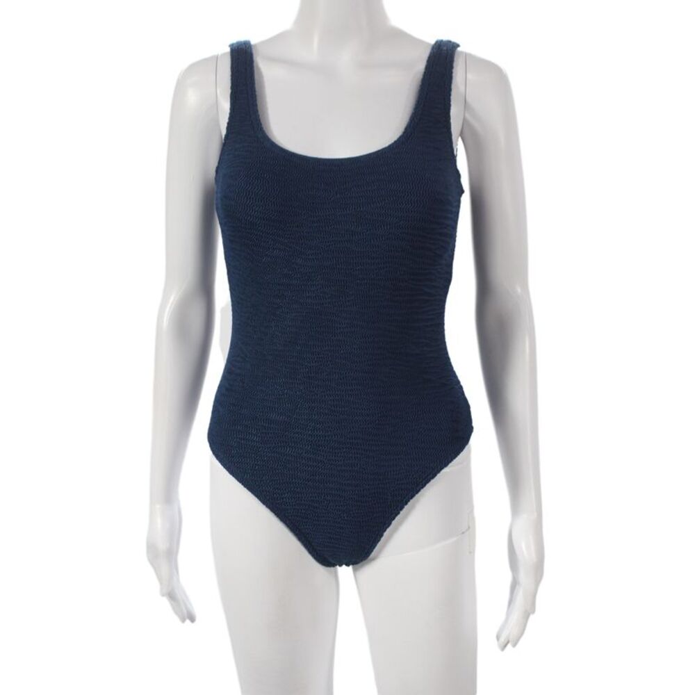 Karla Colletto Womens Classic Solid Blue One Piece Swimwear Size 6